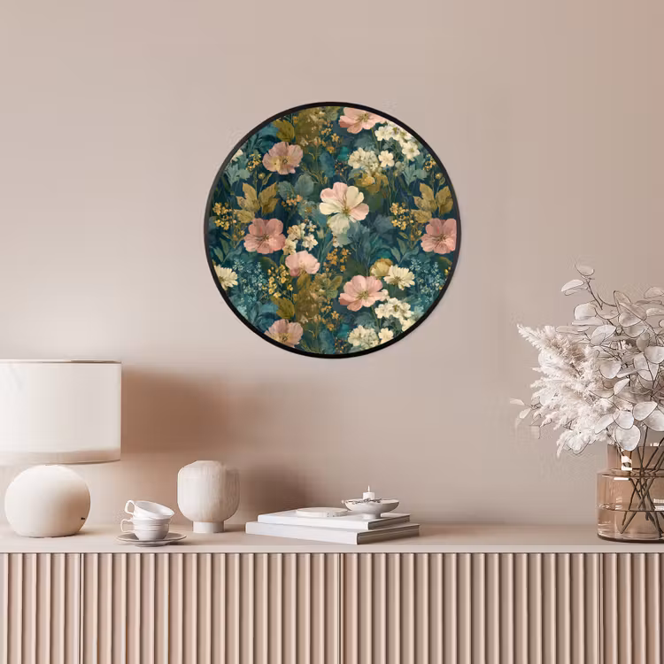 Wilde bloemen - Botanisch - Patroon - Roze - Romantisch Fotolijst rond zonder passe partout klein 856 -sfeer3
