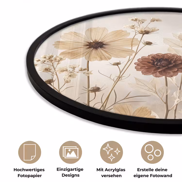Wilde bloemen - Botanisch - Vintage - Natuur - Rustiek Fotolijst rond zonder passe partout klein -closeup_DE