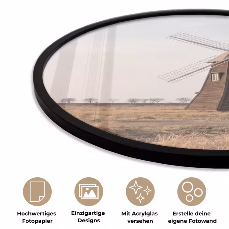 Windmolens - Landschap - Veld Fotolijst rond zonder passe partout klein -closeup_DE