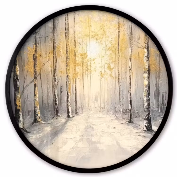 Winter - Abstract - Sneeuw - Natuur - Zon Fotolijst rond zonder passe partout klein -3d