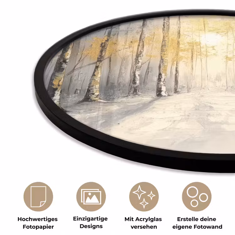 Winter - Abstract - Sneeuw - Natuur - Zon Fotolijst rond zonder passe partout klein -closeup_DE
