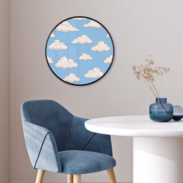 Wolk - Cartoon - Lucht - Blauw - Wit Fotolijst rond zonder passe partout klein -sfeer2
