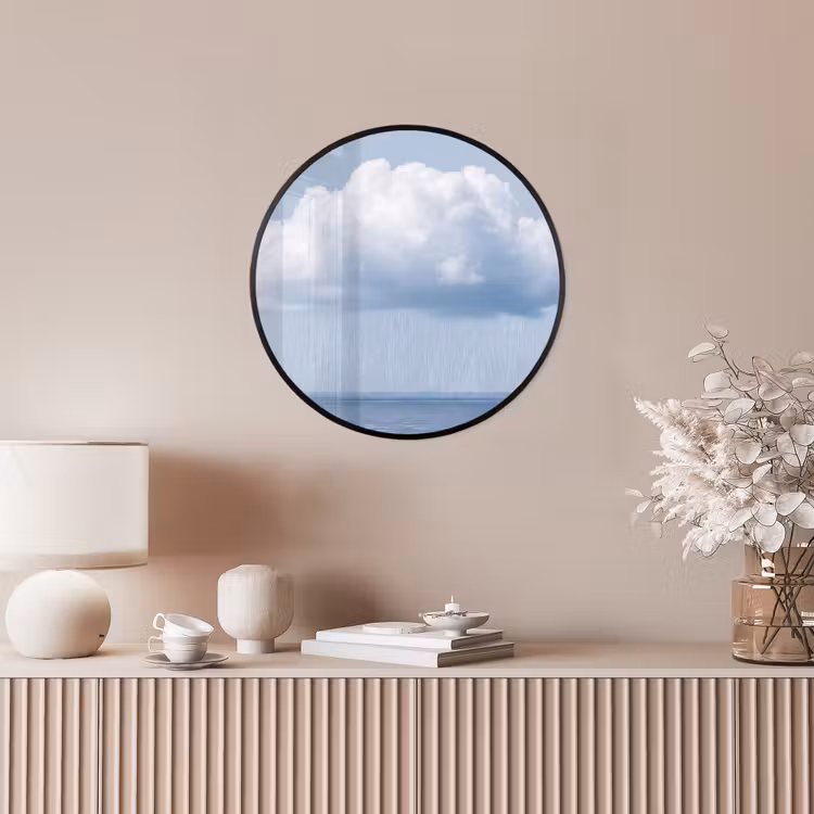Poster im Rahmen Rund - Wolke – Regen – Natur - Wolk - Regen - Natuur Fotolijst rond zonder passe partout klein