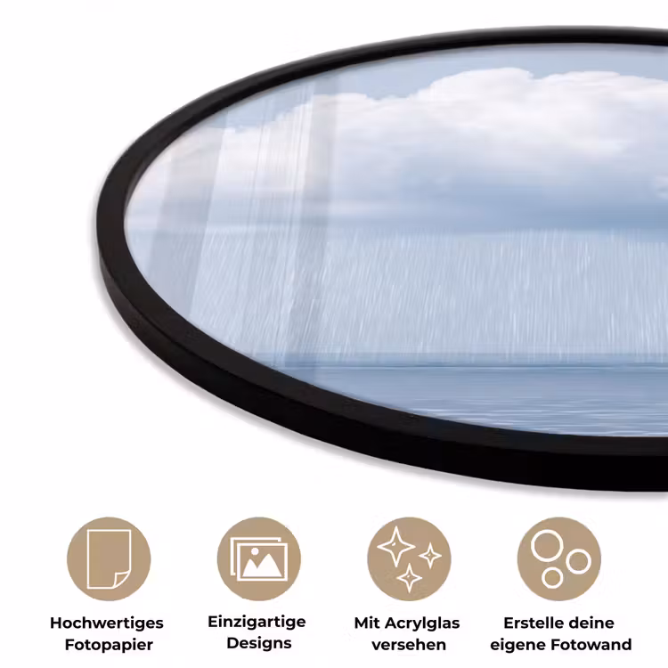 Poster im Rahmen Rund - Wolke – Regen – Natur - Wolk - Regen - Natuur Fotolijst rond zonder passe partout klein