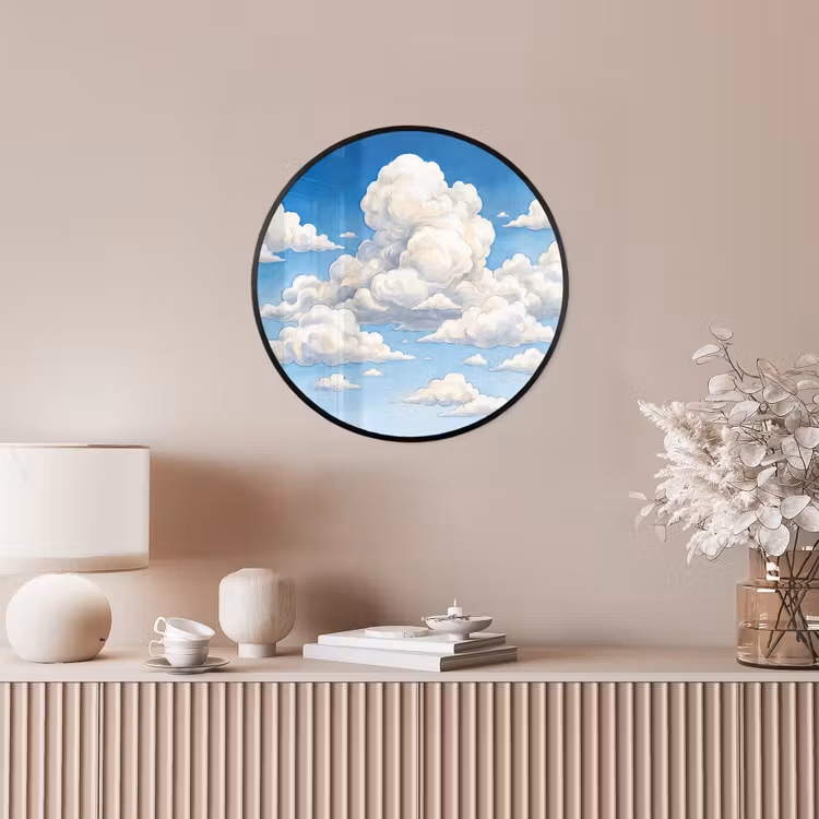 Wolken - Blauwe lucht - Natuur - Modern - Wit Fotolijst rond zonder passe partout klein -sfeer3