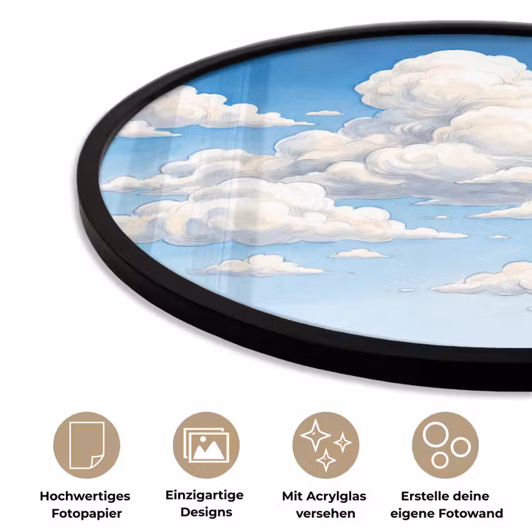 Wolken - Blauwe lucht - Natuur - Modern - Wit Fotolijst rond zonder passe partout klein -closeup_DE