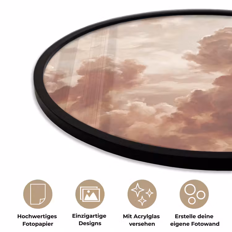 Wolken - Lucht - Natuur - Modern - Bruin Fotolijst rond zonder passe partout klein -closeup_DE