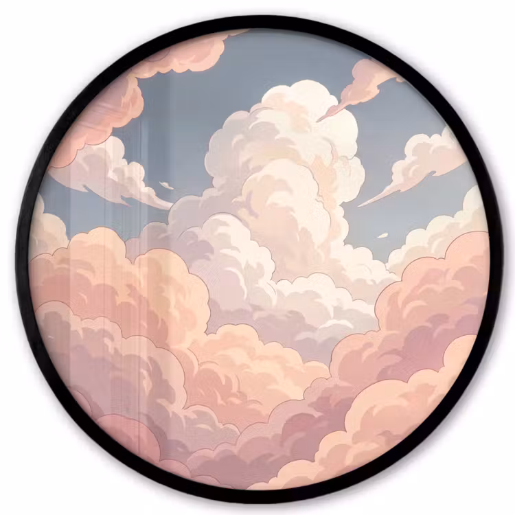 Wolken - Lucht - Natuur - Pastel - Roze Fotolijst rond zonder passe partout klein -3d