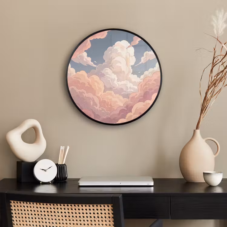 Wolken - Lucht - Natuur - Pastel - Roze Fotolijst rond zonder passe partout klein -sfeer1