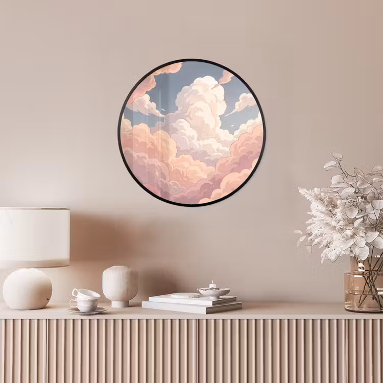Wolken - Lucht - Natuur - Pastel - Roze Fotolijst rond zonder passe partout klein -sfeer3