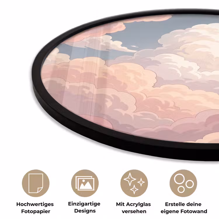 Wolken - Lucht - Natuur - Pastel - Roze Fotolijst rond zonder passe partout klein -closeup_DE