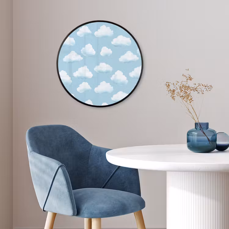 Wolken - Illustratie - Blauw Fotolijst rond zonder passe partout klein 856 -sfeer2
