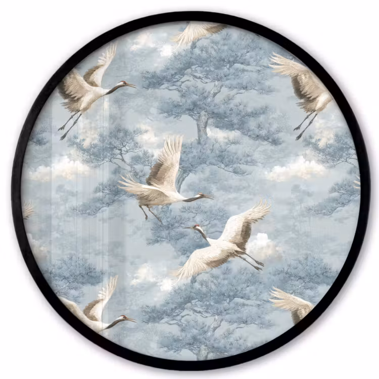 Wolken - Kraanvogels - Blauw Fotolijst rond zonder passe partout klein 856 -3d