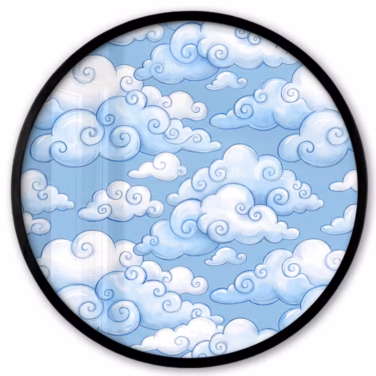 Wolken - Patroon - Hemel - Illustratie - Wit Fotolijst rond zonder passe partout klein -3d