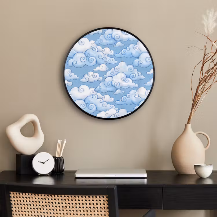Wolken - Patroon - Hemel - Illustratie - Wit Fotolijst rond zonder passe partout klein -sfeer1