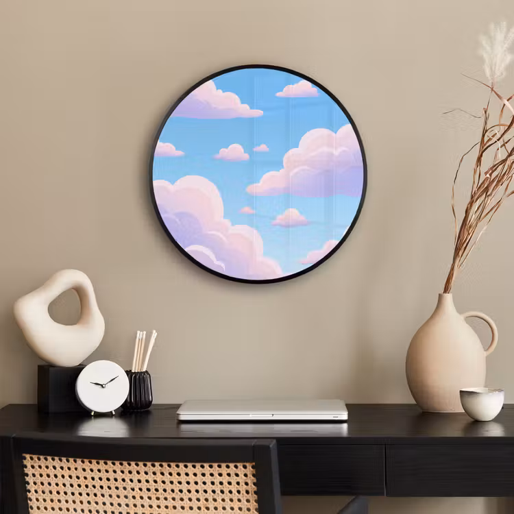 Wolken - Roze - Blauw - Natuur - Modern Fotolijst rond zonder passe partout klein -sfeer1