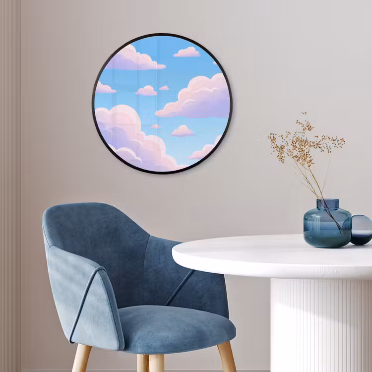 Wolken - Roze - Blauw - Natuur - Modern Fotolijst rond zonder passe partout klein -sfeer2