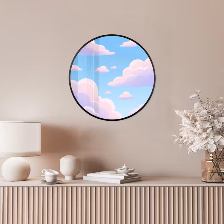 Wolken - Roze - Blauw - Natuur - Modern Fotolijst rond zonder passe partout klein -sfeer3
