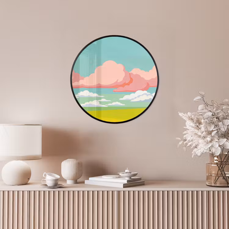 Wolken - Roze - Natuur - Modern - Pastel Fotolijst rond zonder passe partout klein -sfeer3