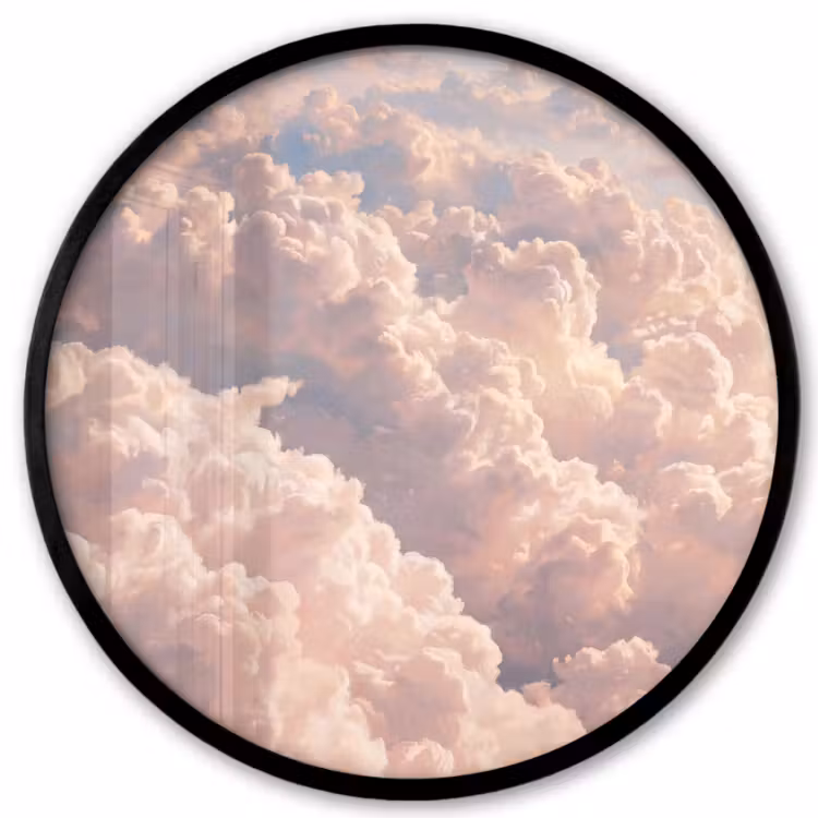 Wolken - Zonsondergang - Natuur - Pastel - Roze Fotolijst rond zonder passe partout klein -3d