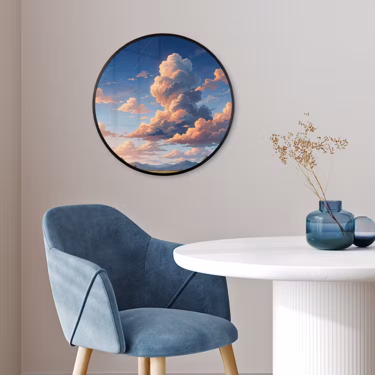 Wolken - Daghemel - Natuur - Illustratie - Oranje Fotolijst rond zonder passe partout klein -sfeer2