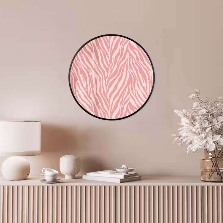 Zebra - Print - Roze Fotolijst rond zonder passe partout klein 856 -sfeer3
