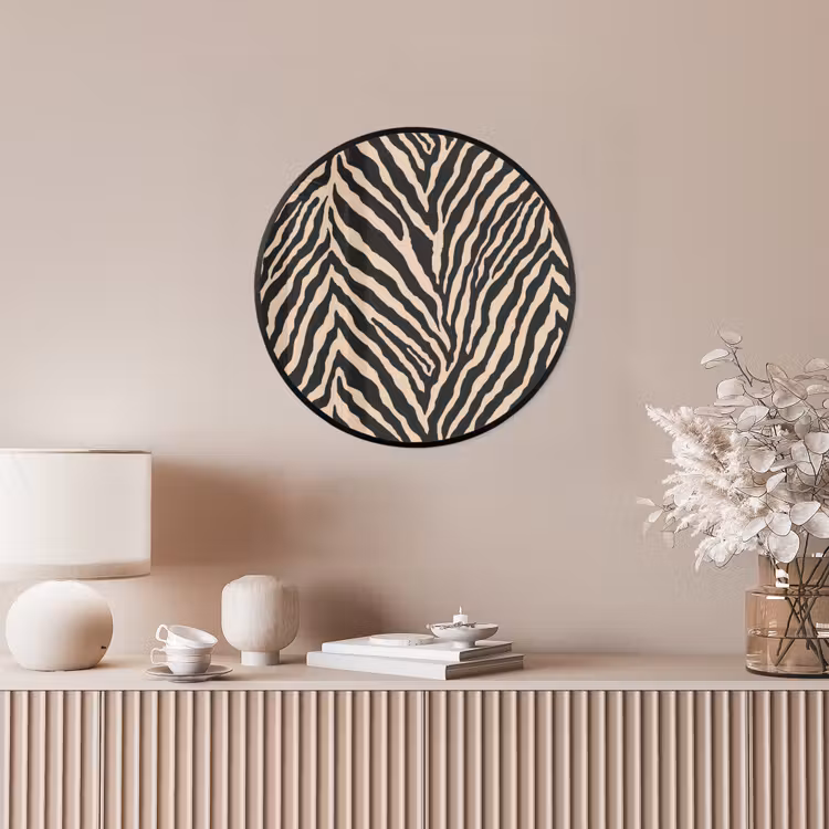 Zebra - Klassiek - Zwart Fotolijst rond zonder passe partout klein 856 -sfeer3