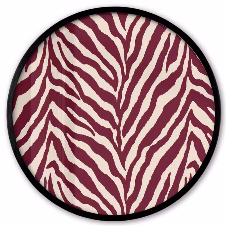 Zebra - Motief - Bordeaux - Rood Fotolijst rond zonder passe partout klein 856 -3d