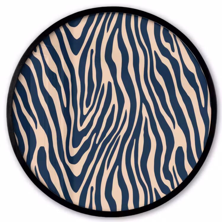 Zebra - Patroon - Blauw - Beige Fotolijst rond zonder passe partout klein 856 -3d