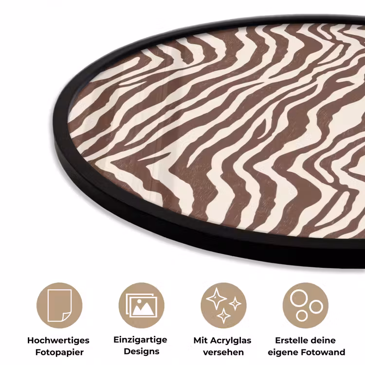 Zebra - Patroon - Zwart - Wit Fotolijst rond zonder passe partout klein 856 -closeup_DE