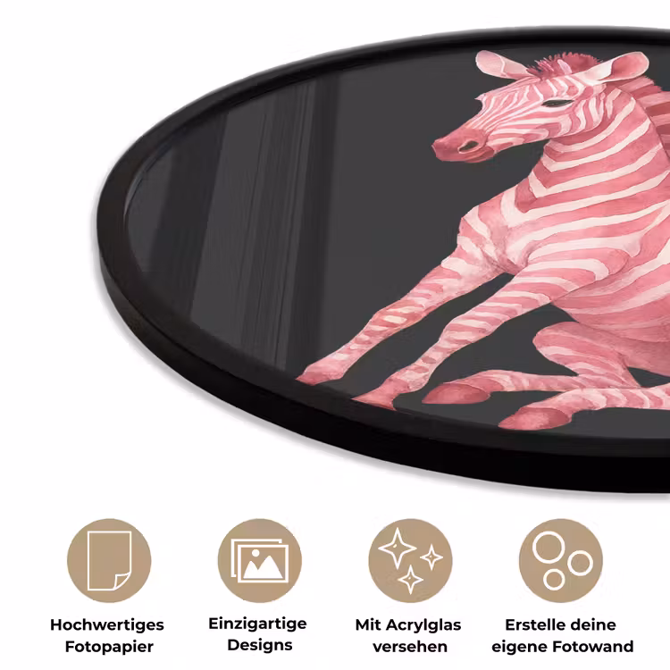 Zebra - Roze - Gestreept Fotolijst rond zonder passe partout klein -closeup_DE