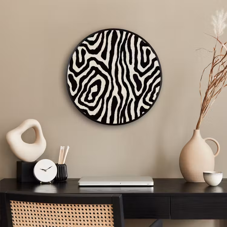 Zebra - Zwart - Abstract Fotolijst rond zonder passe partout klein 856 -sfeer1
