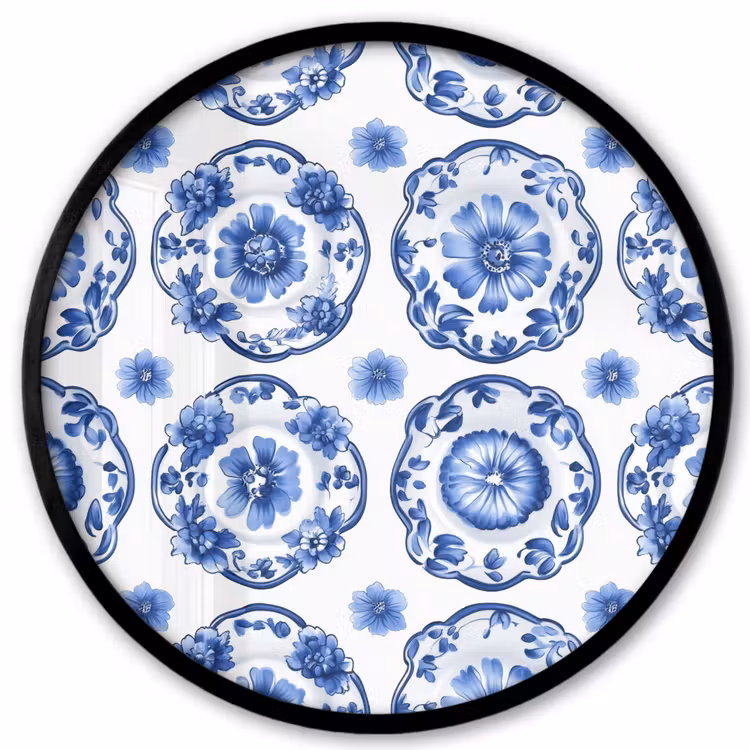 Sierborden - Bloemen - Blauw Fotolijst rond zonder passe partout klein 856 -3d