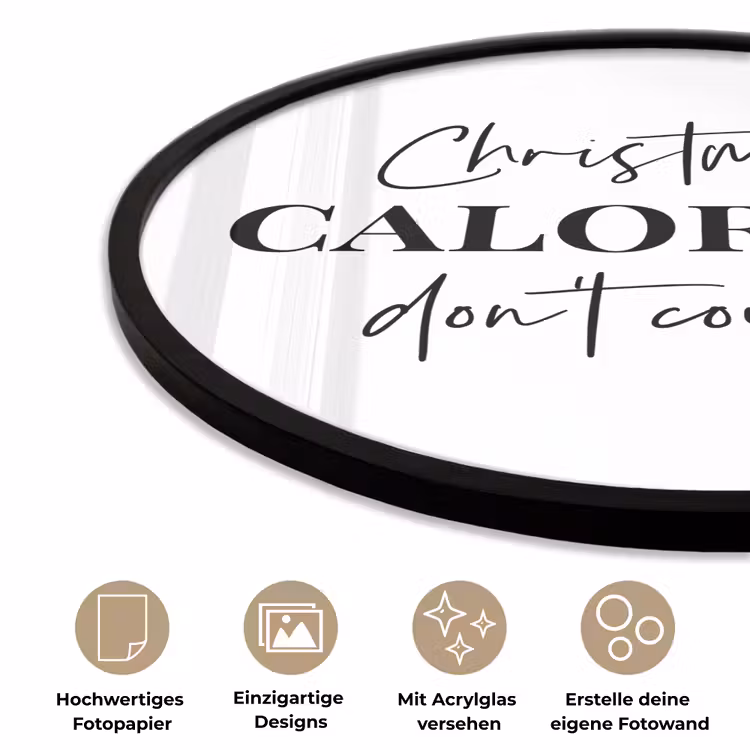 Kerst quote - Winter - Christmas calories - Wit Fotolijst rond zonder passe partout klein -closeup_DE