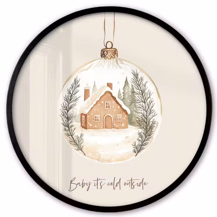 Quote - Winter - Kerst - Beige - Kerstbal Fotolijst rond zonder passe partout klein -3d