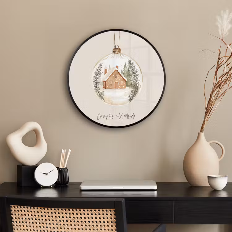 Quote - Winter - Kerst - Beige - Kerstbal Fotolijst rond zonder passe partout klein -sfeer1