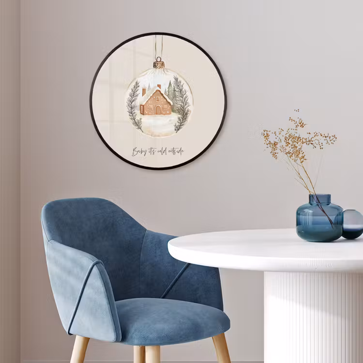 Quote - Winter - Kerst - Beige - Kerstbal Fotolijst rond zonder passe partout klein -sfeer2