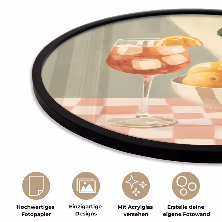 Citroenen - Glas - Tafelkleed - Geblokt Fotolijst rond zonder passe partout klein -closeup_DE