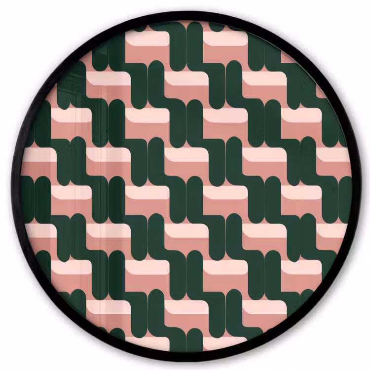 Vlechtpatroon - Groen - Roze - Geometrisch Fotolijst rond zonder passe partout klein 856 -3d