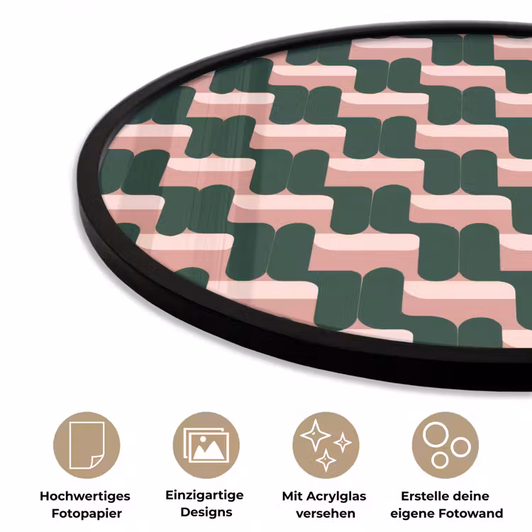 Vlechtpatroon - Groen - Roze - Geometrisch Fotolijst rond zonder passe partout klein 856 -closeup_DE