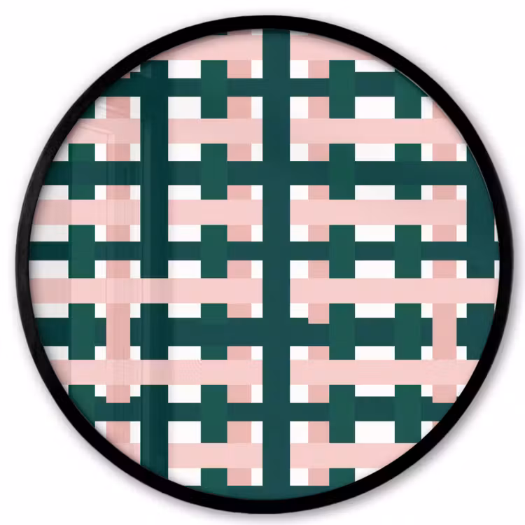 Vlechtpatroon - Groen - Roze - Grafisch Fotolijst rond zonder passe partout klein 856 -3d