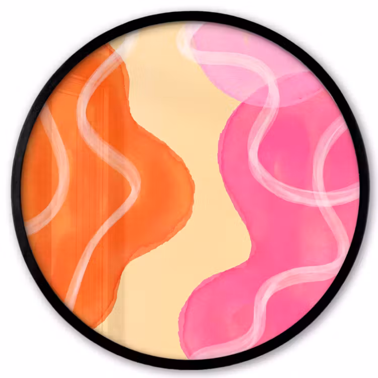 Abstract - Aquarel - Organisch - Oranje - Roze Fotolijst rond zonder passe partout klein -3d