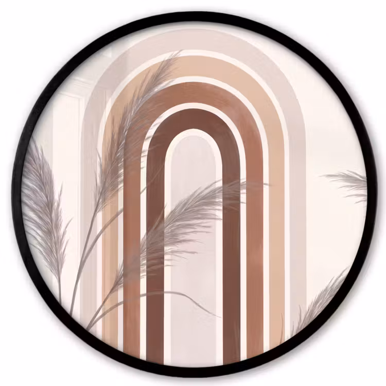 Abstract - Bogen - Plant - Boho - Beige Fotolijst rond zonder passe partout klein -3d