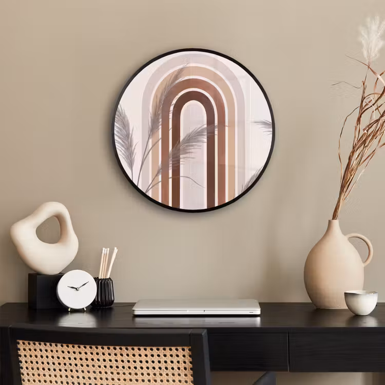Abstract - Bogen - Plant - Boho - Beige Fotolijst rond zonder passe partout klein -sfeer1
