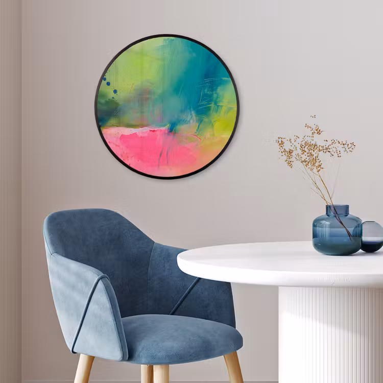 Abstract - Kleuren - Modern - Groen - Roze Fotolijst rond zonder passe partout klein -sfeer2