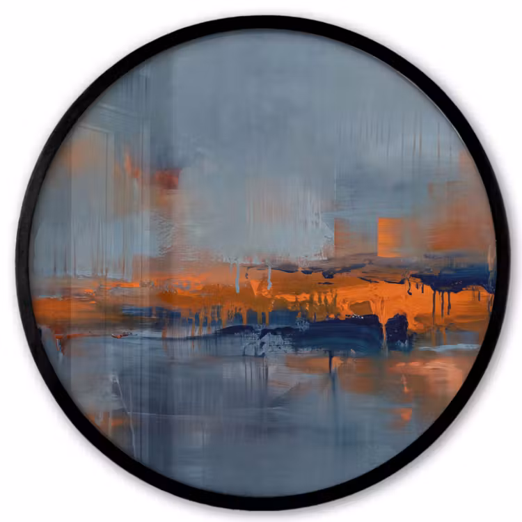 Abstract - Kleuren - Modern - Oranje - Grijs Fotolijst rond zonder passe partout klein -3d