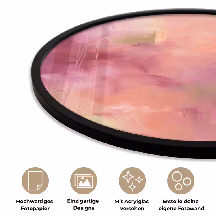 Abstract - Kleuren - Modern - Roze - Paars Fotolijst rond zonder passe partout klein -closeup_DE