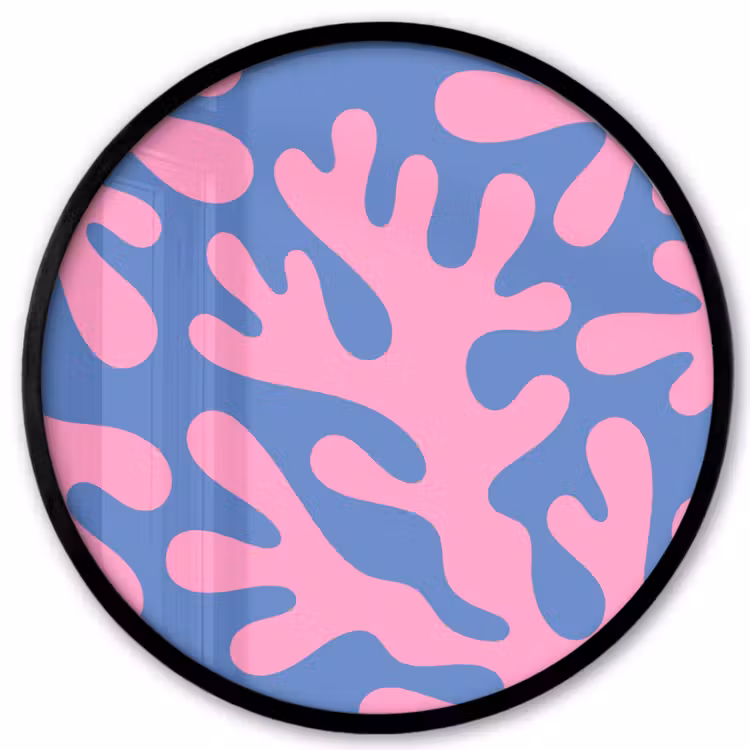 Abstract - Vormen - Roze - Blauw Fotolijst rond zonder passe partout klein -3d