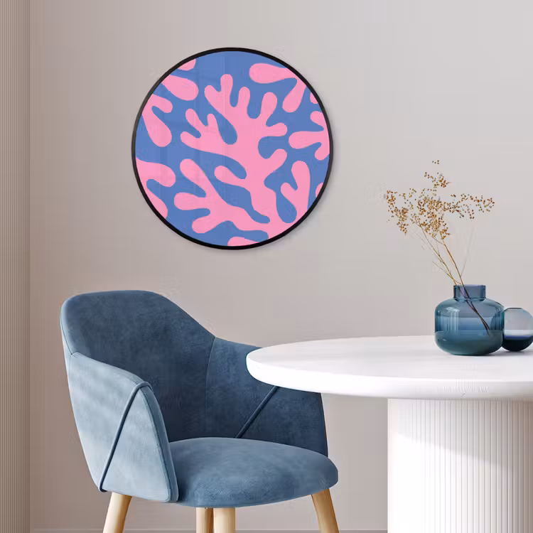 Abstract - Vormen - Roze - Blauw Fotolijst rond zonder passe partout klein -sfeer2