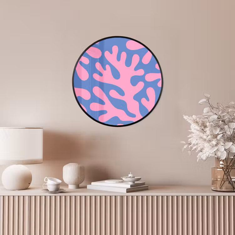 Abstract - Vormen - Roze - Blauw Fotolijst rond zonder passe partout klein -sfeer3